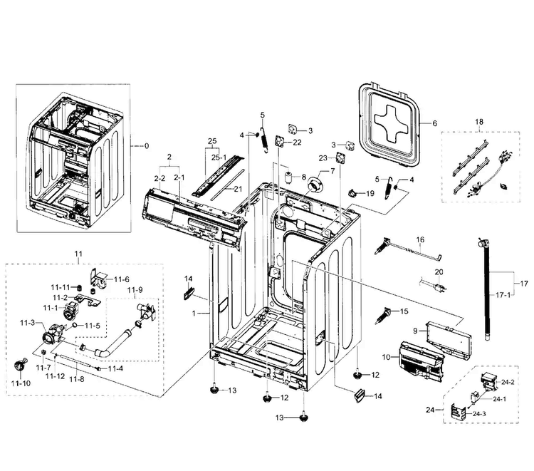 Frame Diagram and Parts List for WF350ANR XAA-0001 Samsung Washer