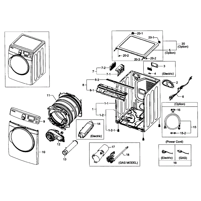 Main Assembly Diagram and Parts List for DV448AEP XAA-03 Samsung Dryer