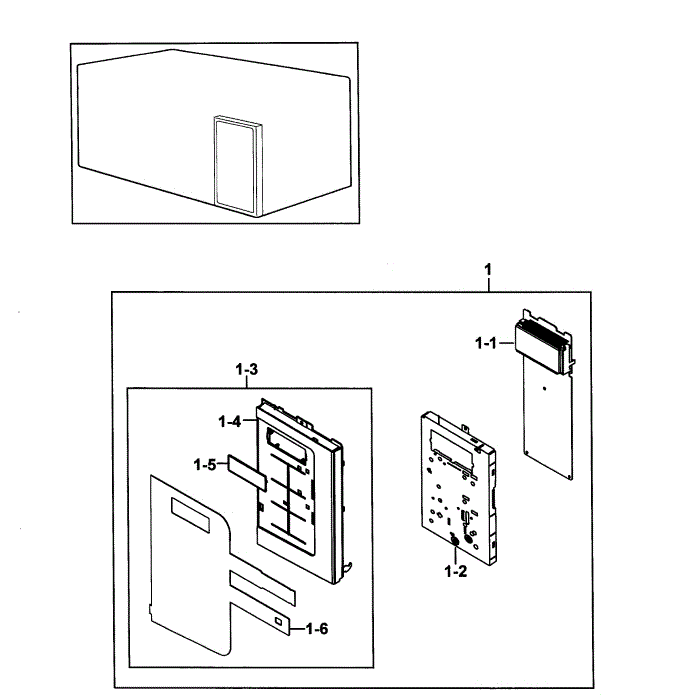 Control Assembly Diagram and Parts List for SMH9151B XAA-00 Samsung Microwave Oven Combo