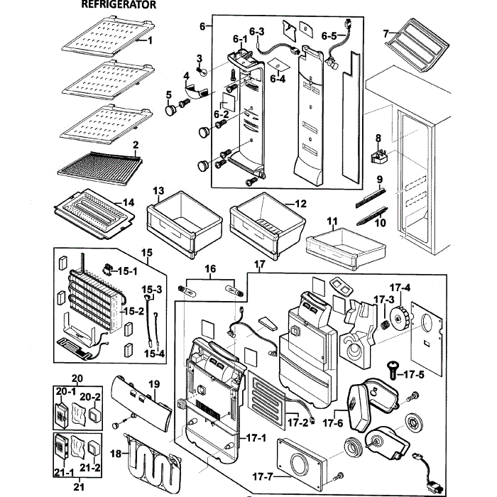 Refrigerator Diagram and Parts List for RS265LABP XAA-00 Samsung Refrigerator