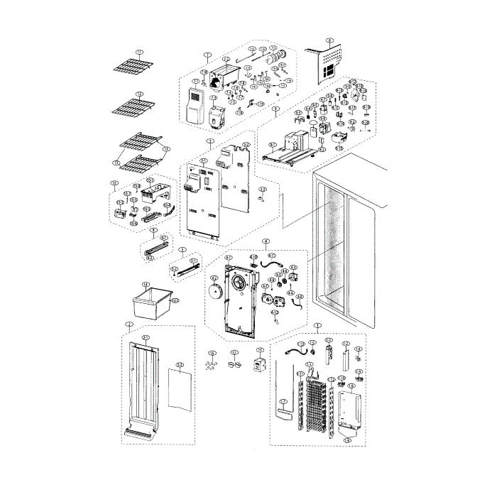 Freezer Diagram and Parts List for RS25H5000BC AA-00 Samsung Refrigerator