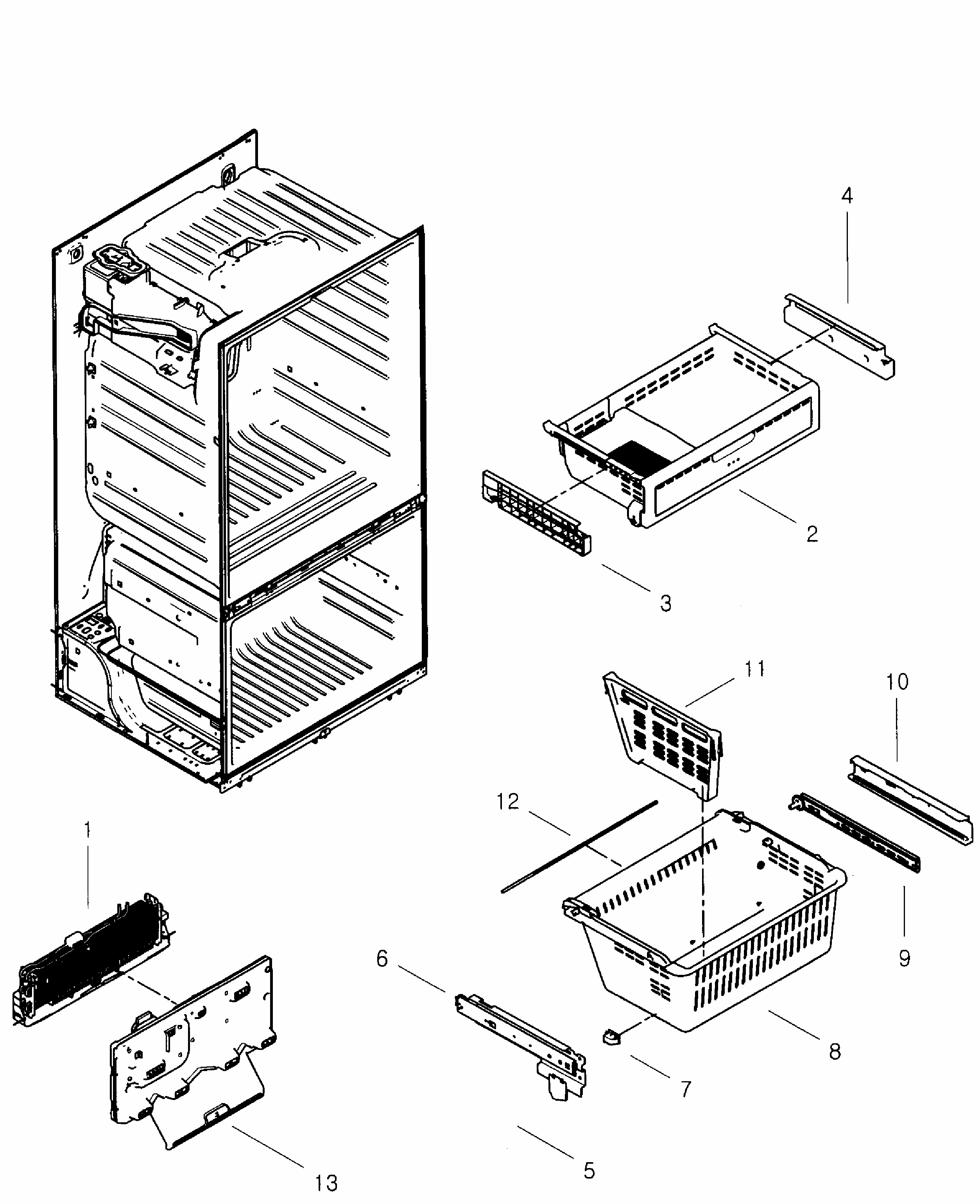 Freezer Diagram and Parts List for RF268ACWP XAA-0001 Samsung Refrigerator