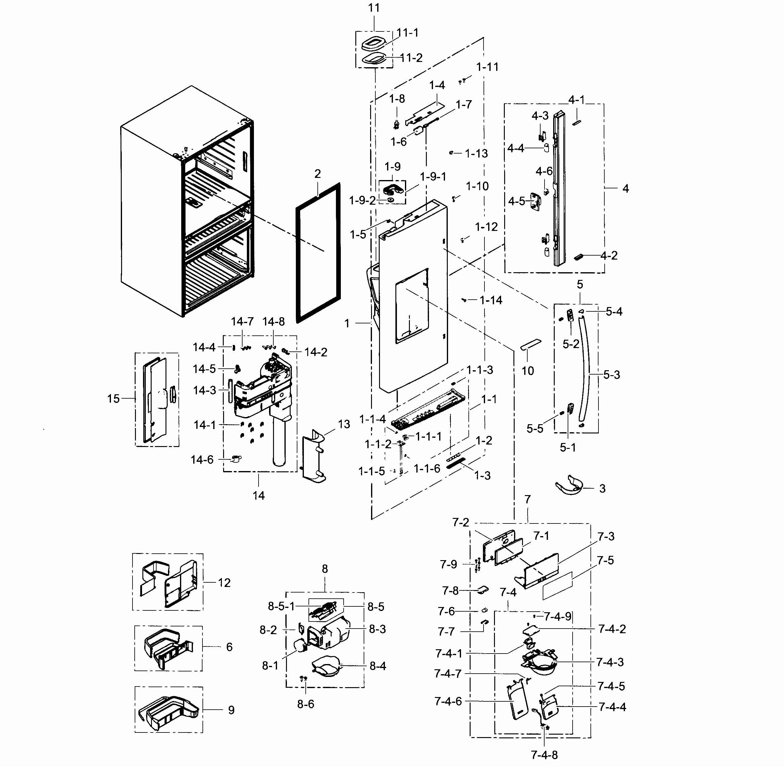 Refrigerator Door L Diagram and Parts List for RF31FMESBSR AA-0006 Samsung Refrigerator