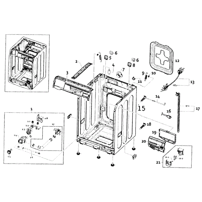 Cabinet Diagram and Parts List for WF350ANW XAA-00 Samsung Washer