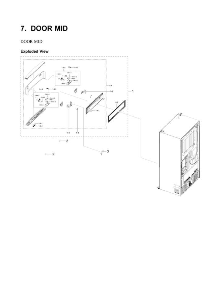 Mid Door Parts Diagram and Parts List for RF24R7201SR AA-05 Samsung Refrigerator
