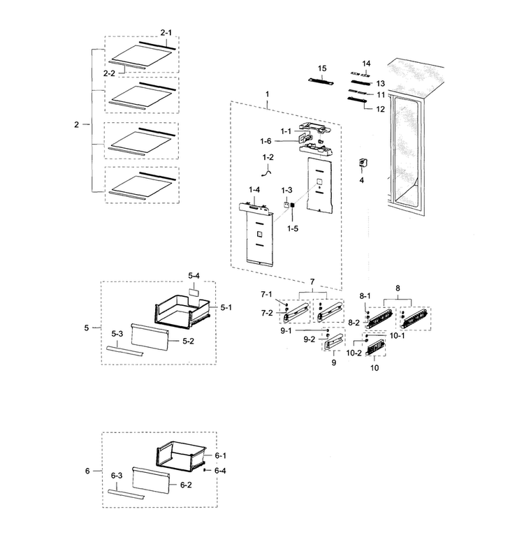 Fridge Side Diagram and Parts List for RH29H8000SR AA-0000 Samsung Refrigerator