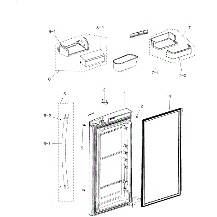 Right Door Diagram and Parts List for RFG299ABRS XAA-00 Samsung Refrigerator
