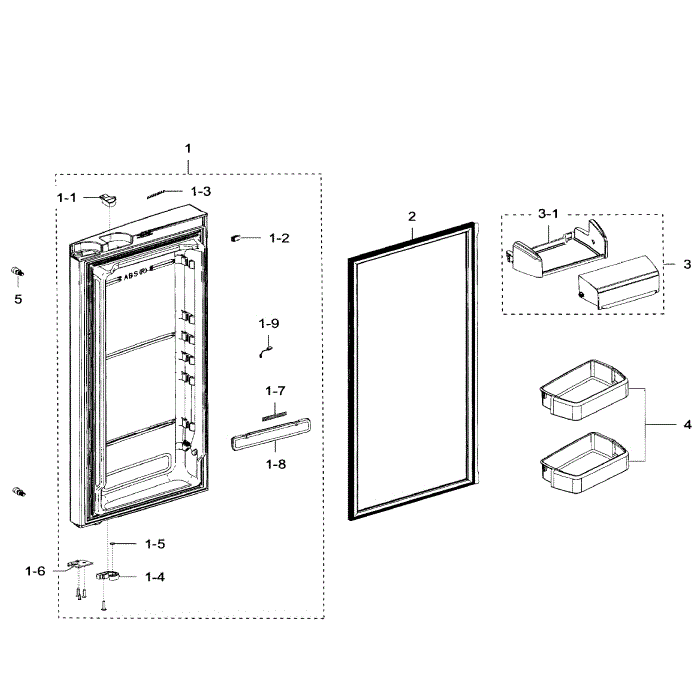 Right Door Diagram and Parts List for RFG299AARS XAA-00 Samsung Refrigerator