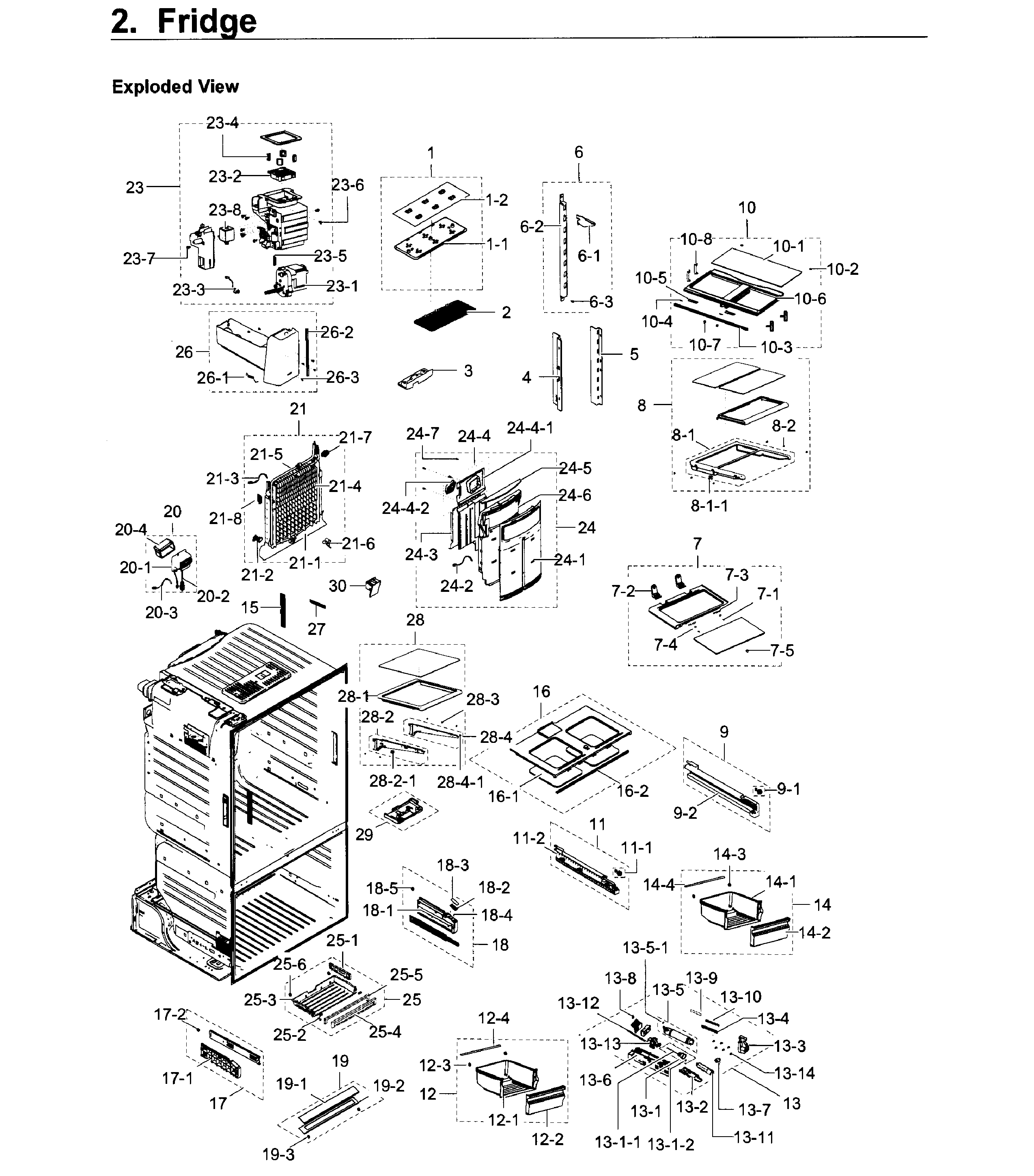 Fridge Diagram and Parts List for RF23HCEDBSR AA-0011 Samsung Refrigerator