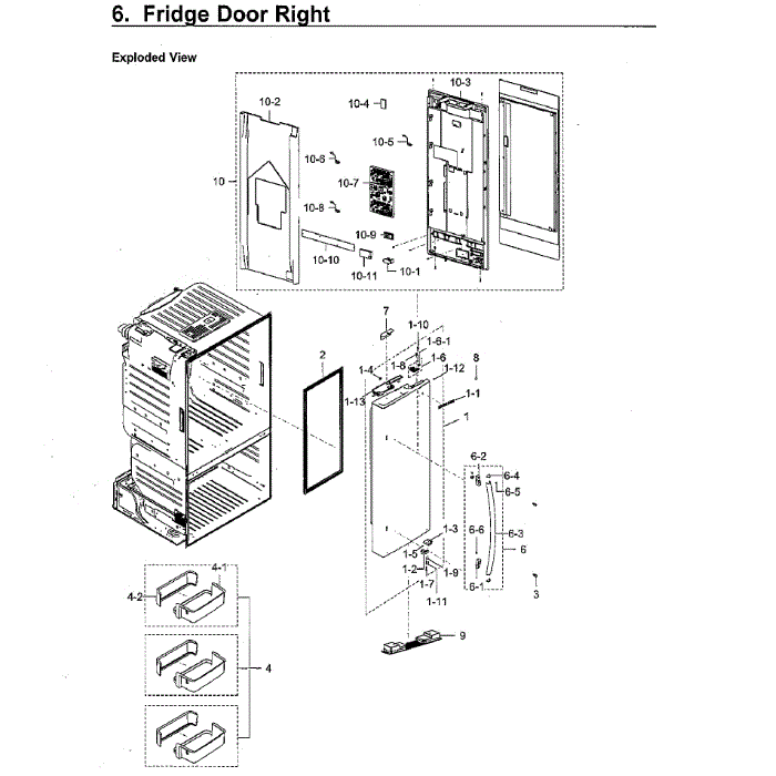 Fridge Door R Diagram and Parts List for RF265BEAESR AA-00 Samsung Refrigerator