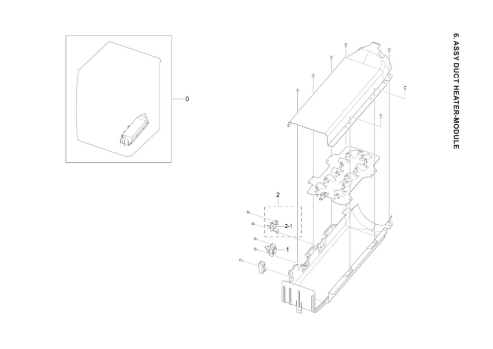 Duct Heater-Module Assembly Diagram and Parts List for DVE45B6300W A3-00 Samsung Dryer