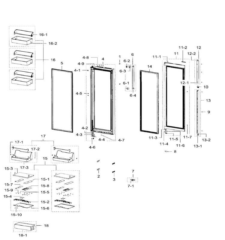 Right Door Diagram and Parts List for RH29H9000SR AA-0004 Samsung Refrigerator