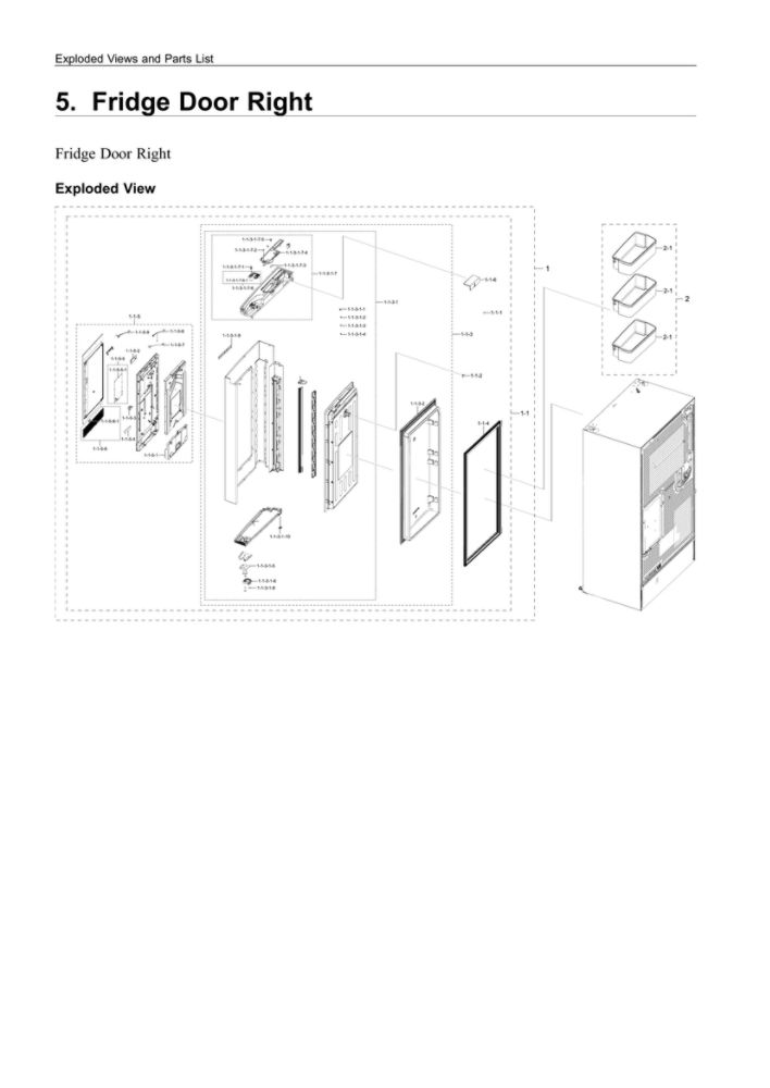 Right Refrigerator Door Parts Diagram and Parts List for RF28N9780SG AA-07 Samsung Refrigerator