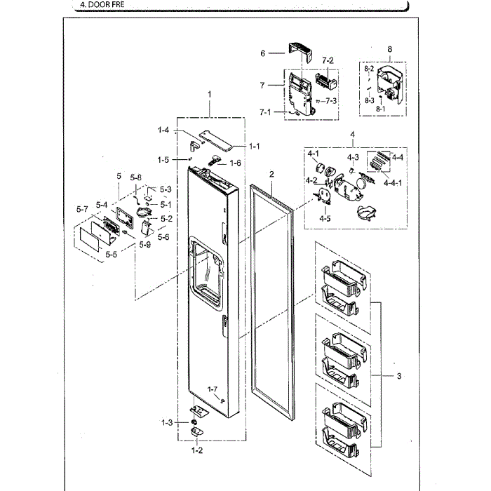 Left Door Diagram and Parts List for RS25H5111BC AA-02 Samsung Refrigerator