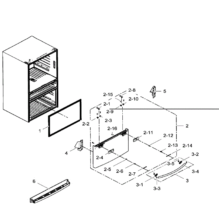 Freezer Door Diagram and Parts List for RF24FSEDBSR AA-09 Samsung Refrigerator