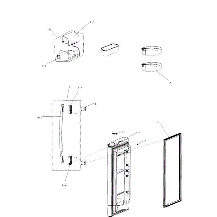 Right Door Diagram and Parts List for RF267ACRS XAA-00 Samsung Refrigerator