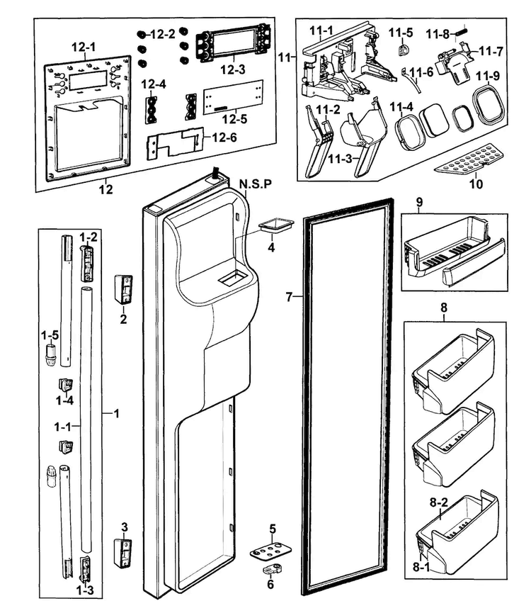 Left Door Diagram and Parts List for RS269LARS XAA-0000 Samsung Refrigerator