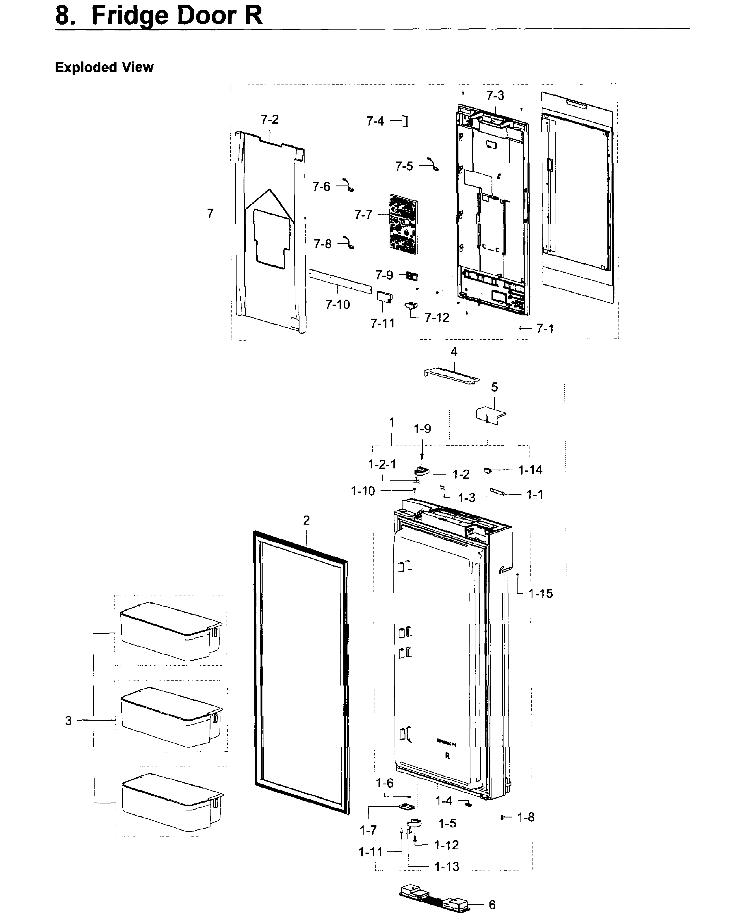 Fridge Door R Diagram and Parts List for RF22K9581SG AA-0002 Samsung Refrigerator