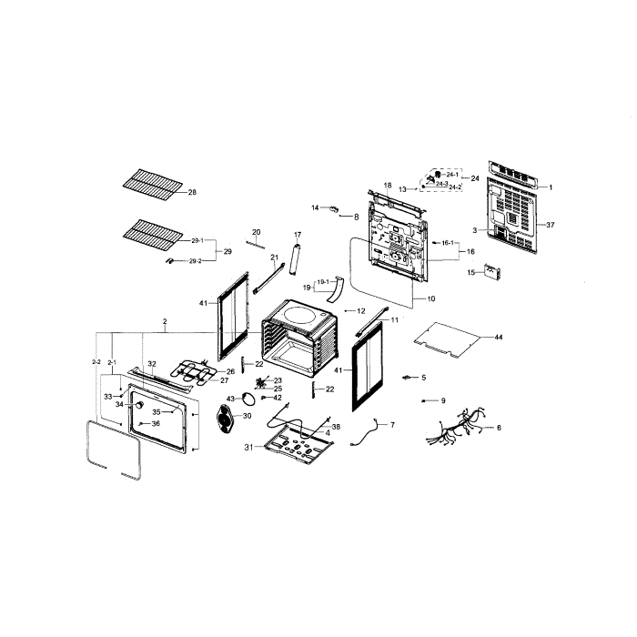 Main Assembly Diagram and Parts List for NE595R0ABBB AA-01 Samsung Range