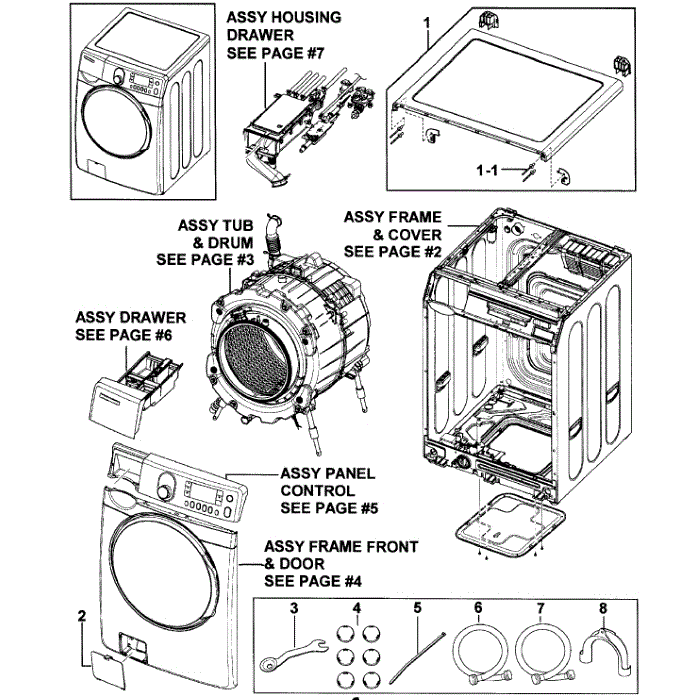 Main Assembly Diagram and Parts List for WF448AAP XAA-00 Samsung Washer