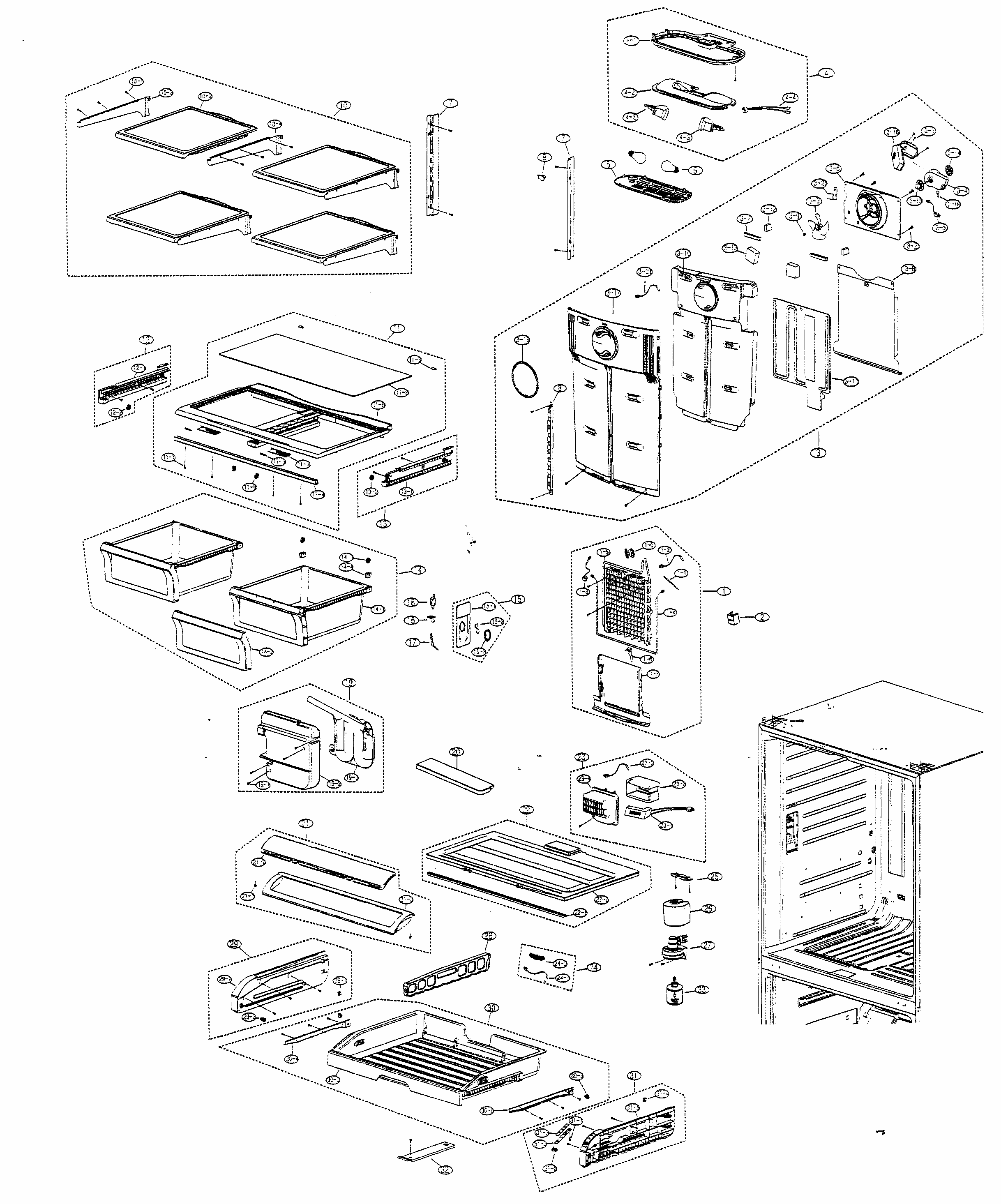 Refrigerator Parts Diagram and Parts List for RF266ABRS XAA Samsung Refrigerator