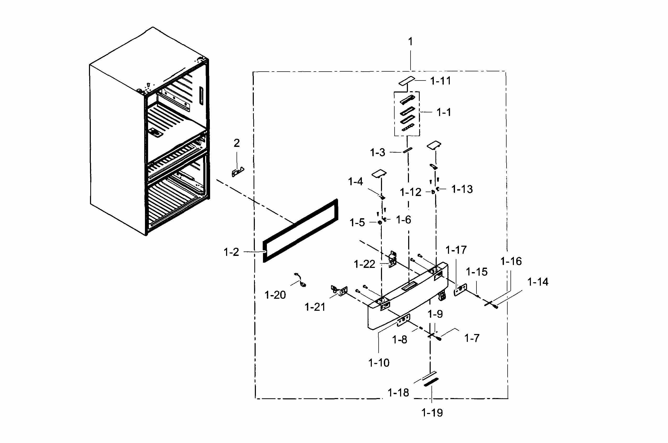 Flexzone Door Diagram and Parts List for RF31FMEDBSR AA-0003 Samsung Refrigerator