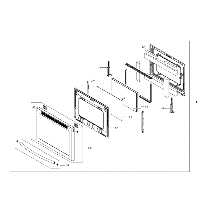 Door Assembly Diagram and Parts List for NE58F9710WS AA-00 Samsung Range
