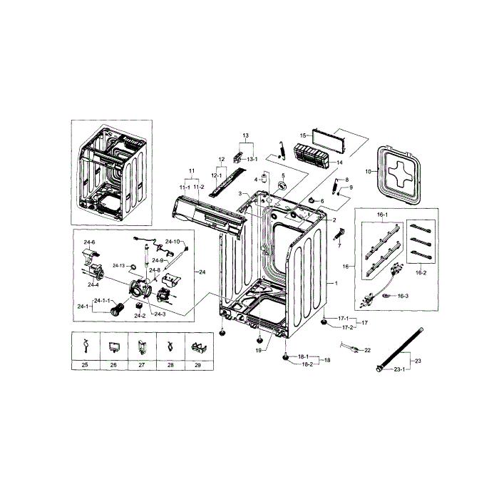 Frame And Cover Diagram and Parts List for WF448AAP XAA-07 Samsung Washer