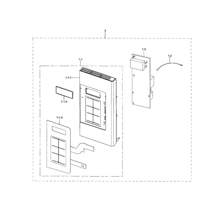 Control Panel Diagram and Parts List for ME16H702SEB AA-01 Samsung Microwave