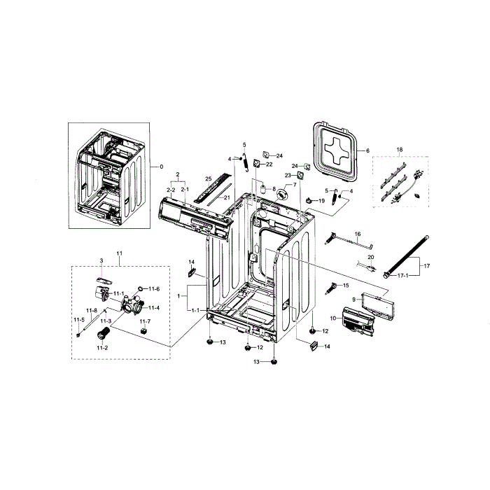 Frame Diagram and Parts List for WF330ANW XAA-05 Samsung Washer
