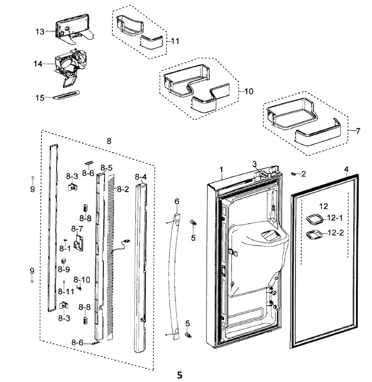 Left Door Diagram and Parts List for RFG297ABPN XAA Samsung Refrigerator