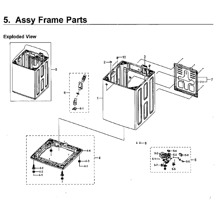 Frame And Case Diagram and Parts List for WA40J3000AW AA-12 Samsung Washer