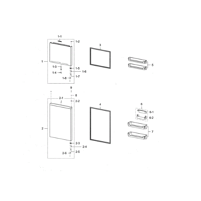 Door Diagram and Parts List for RT21M6215SG AA-00 Samsung Refrigerator