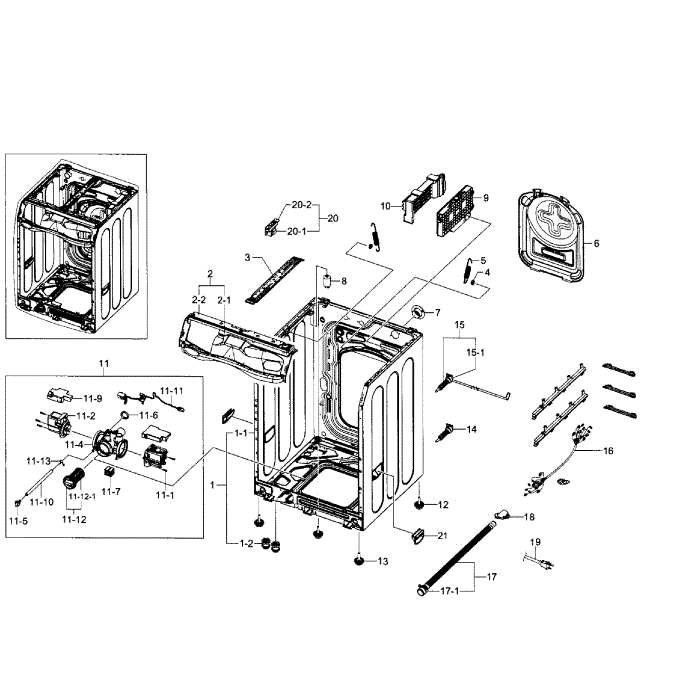 Frame Diagram and Parts List for WF520ABW XAA-05 Samsung Washer