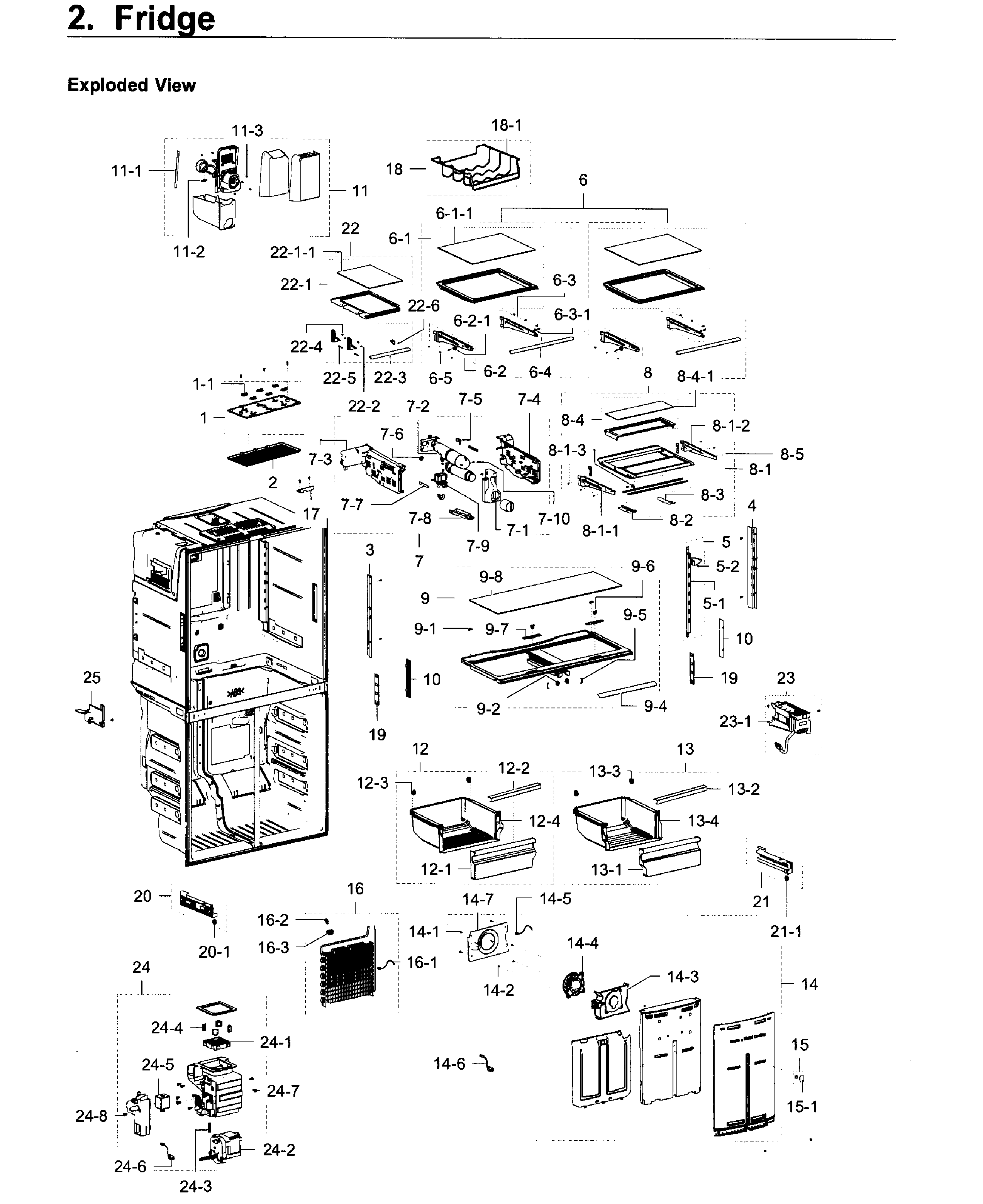Fridge Diagram and Parts List for RF22K9581SR AA-0001 Samsung Refrigerator