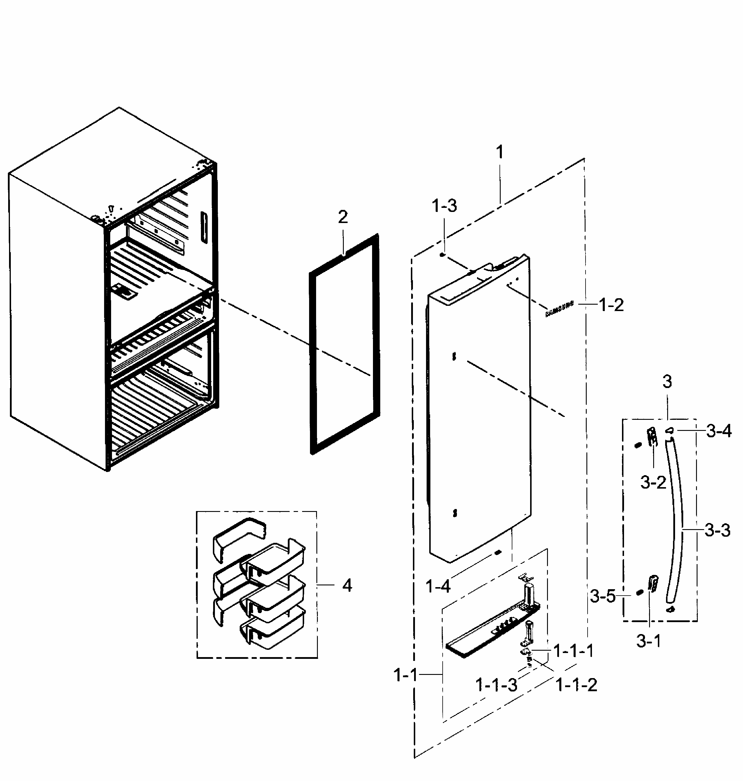 Right Door Diagram and Parts List for RF31FMEDBBC AA-0003 Samsung Refrigerator