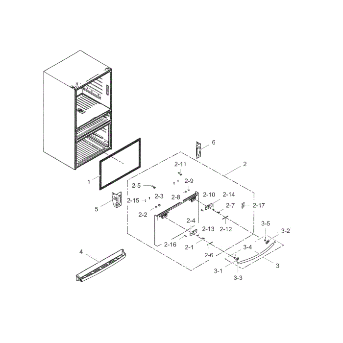 Freezer Door Diagram and Parts List for RF28HMELBSR AA-05 Samsung Refrigerator