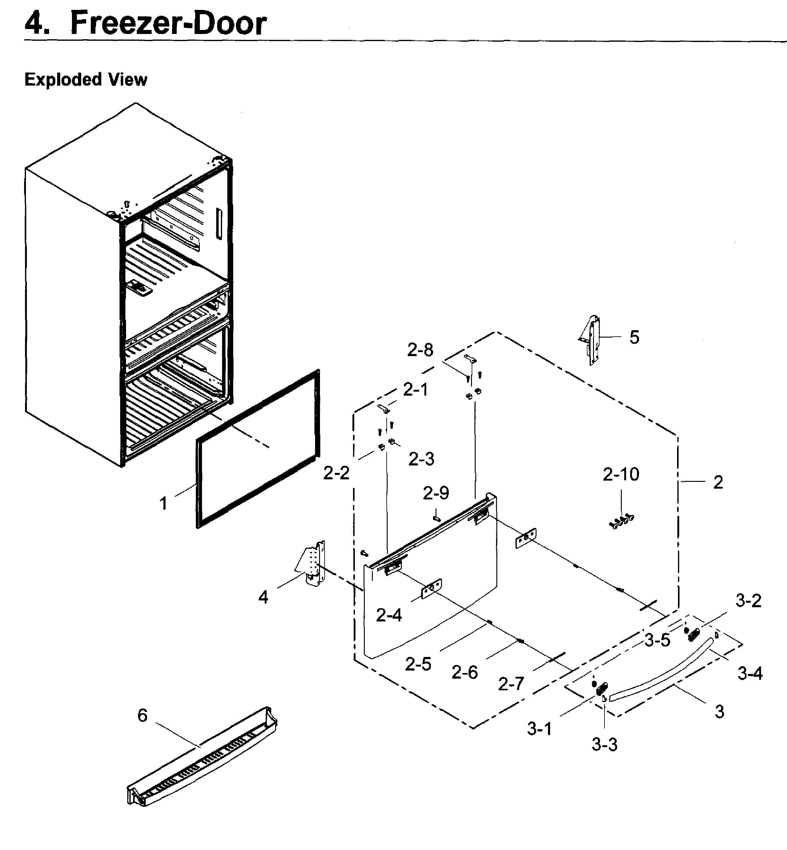 Freezer Door Diagram and Parts List for RF22KREDBSR AA-0002 Samsung Refrigerator