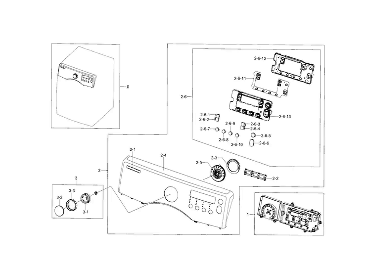 Control Panel Diagram and Parts List for DV331AGR XAA-0003 Samsung Dryer