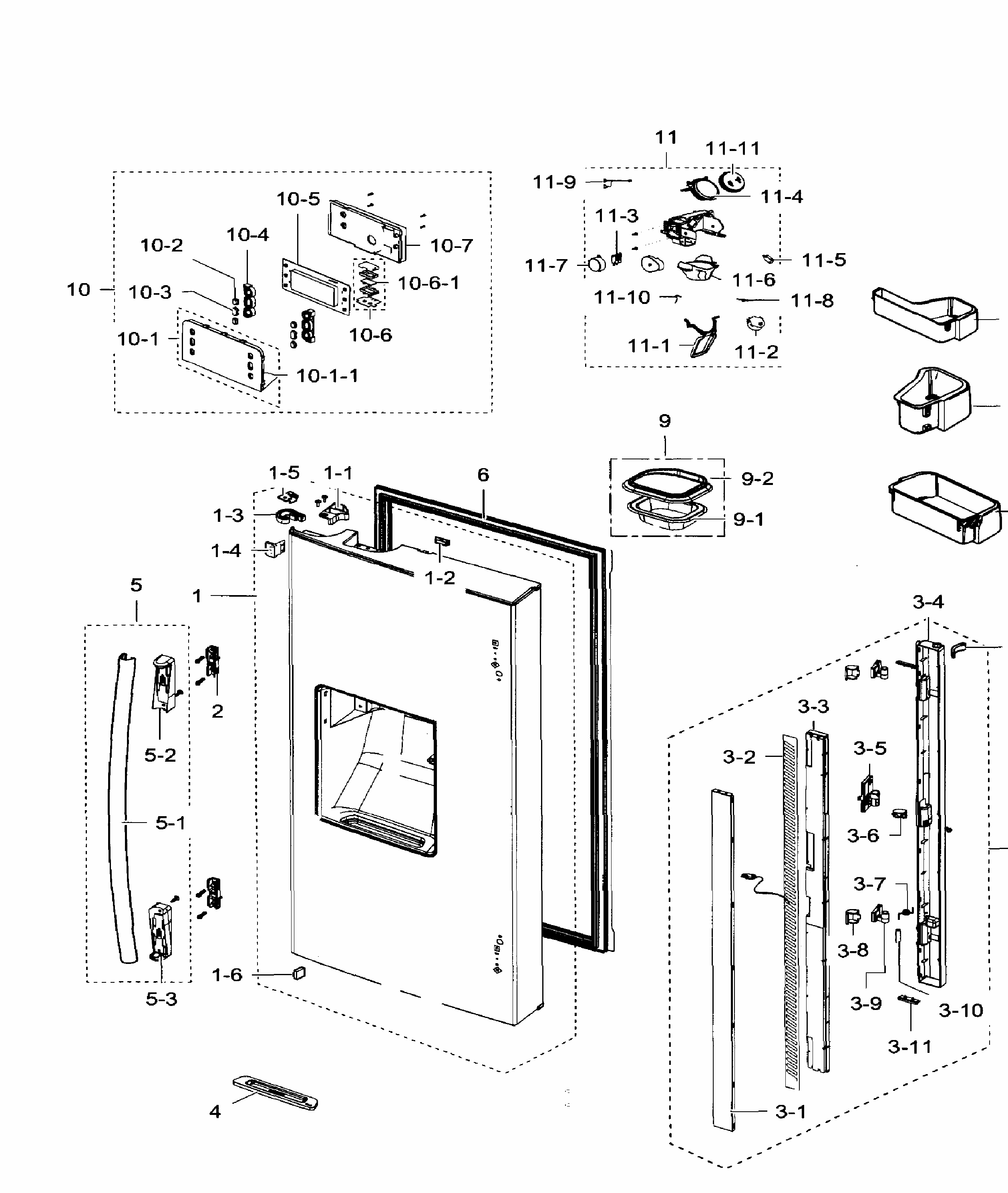 Left Door Diagram and Parts List for RF267ACBP XAA-0000 Samsung Refrigerator