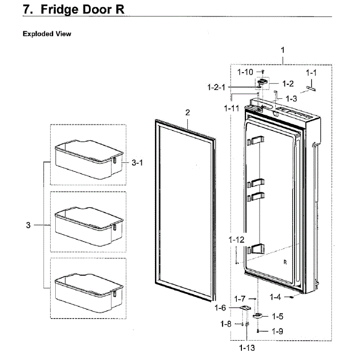 Fridge Door Rt Diagram and Parts List for RF28K9070SG AA-01 Samsung Refrigerator