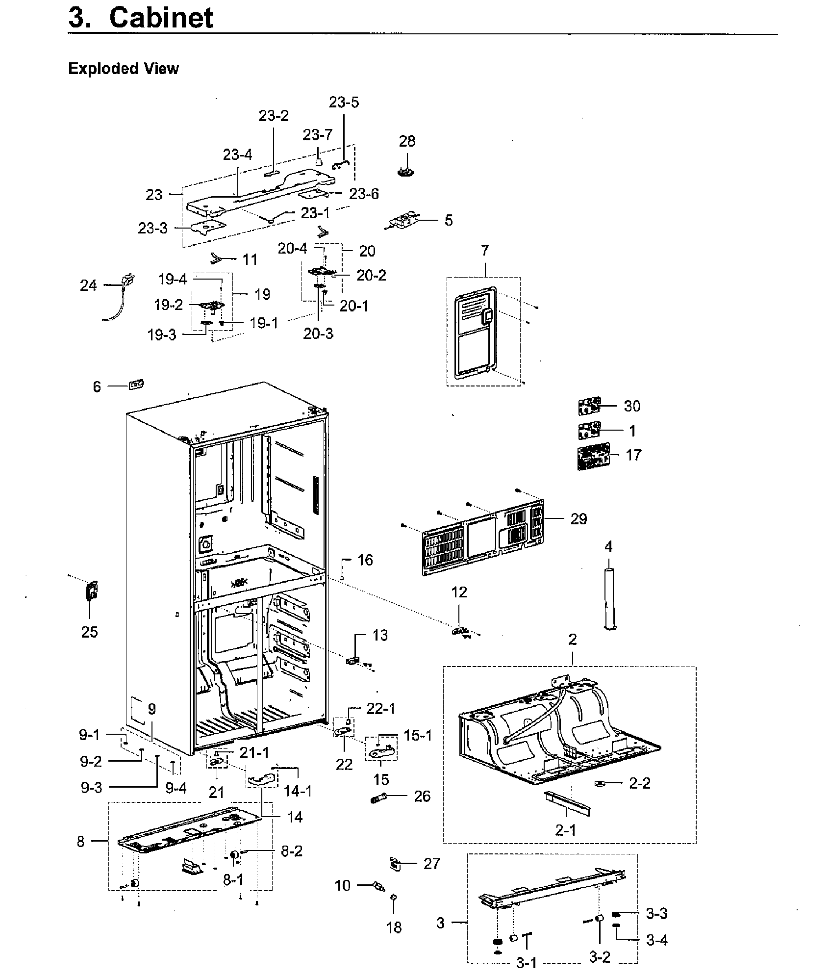 Cabinet Diagram and Parts List for RF28K9580SR AA-0002 Samsung Refrigerator