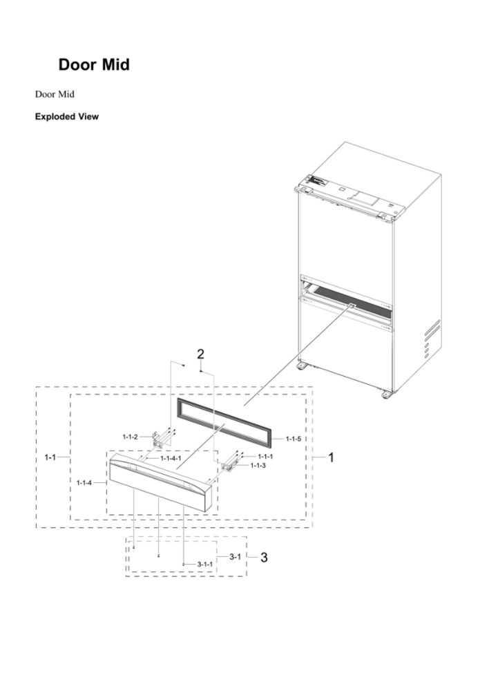Mid Door Parts Diagram and Parts List for RF29BB8200AP AA-00 Samsung Refrigerator