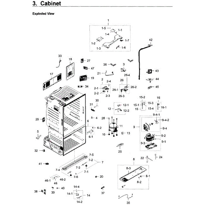 Cabinet Diagram and Parts List for RF28HDEDPBC AA-07 Samsung Refrigerator