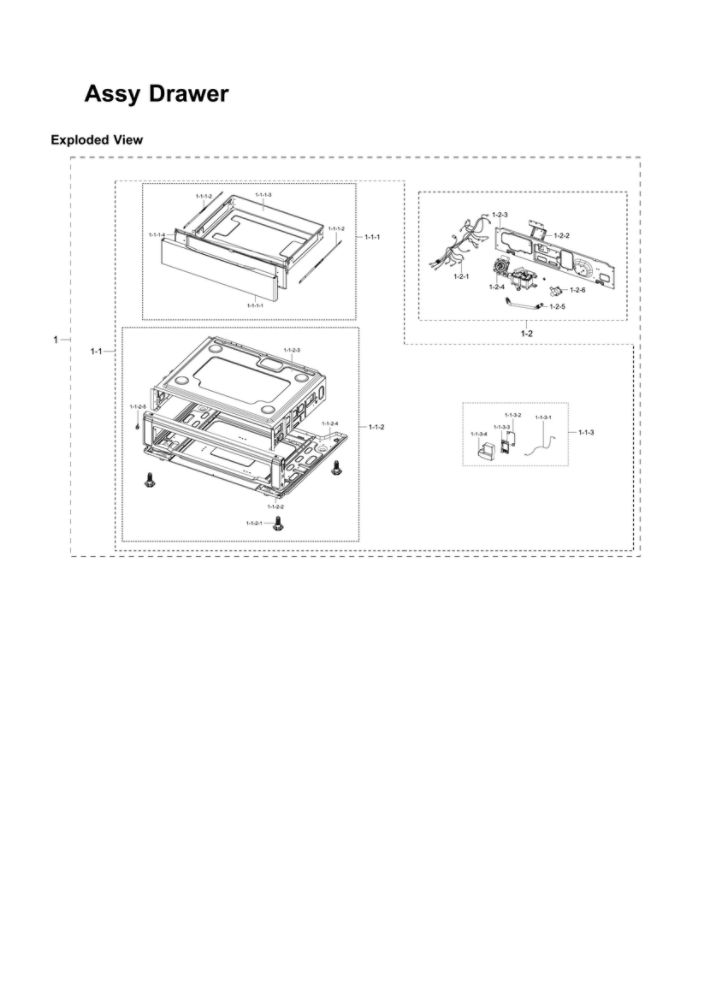 Drawer Assembly Diagram and Parts List for NX58M6850SG AA-02 Samsung Range