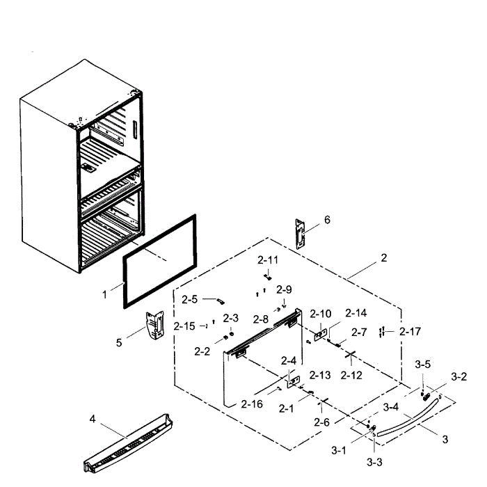 Freezer Door Diagram and Parts List for RF28JBEDBSG AA-00 Samsung Refrigerator