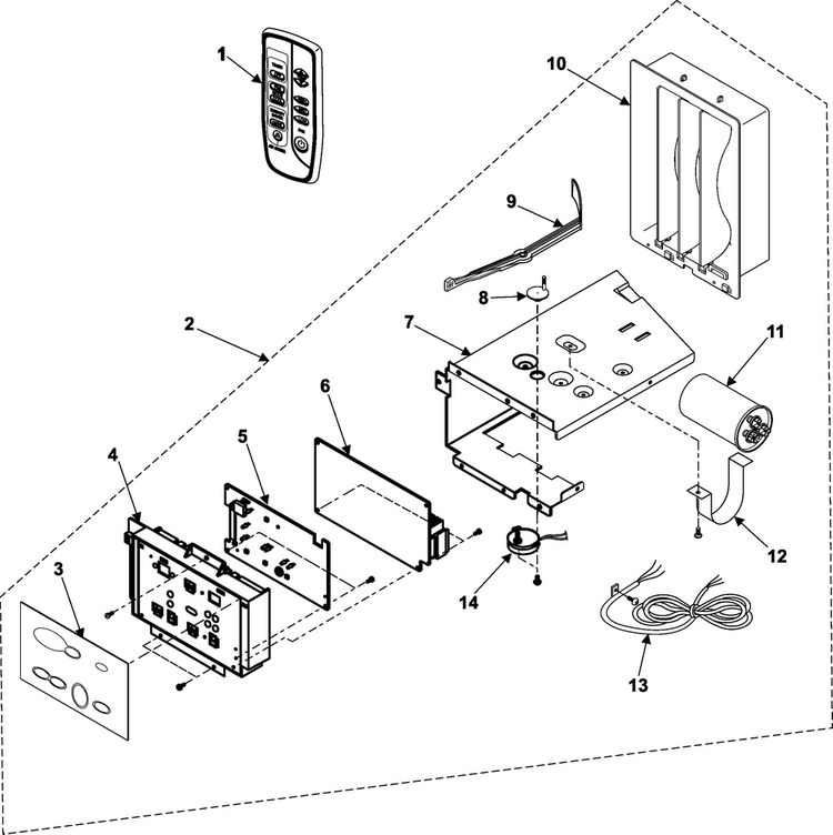 Control Assembly Diagram and Parts List for AW1890 XAA Samsung Air Conditioner