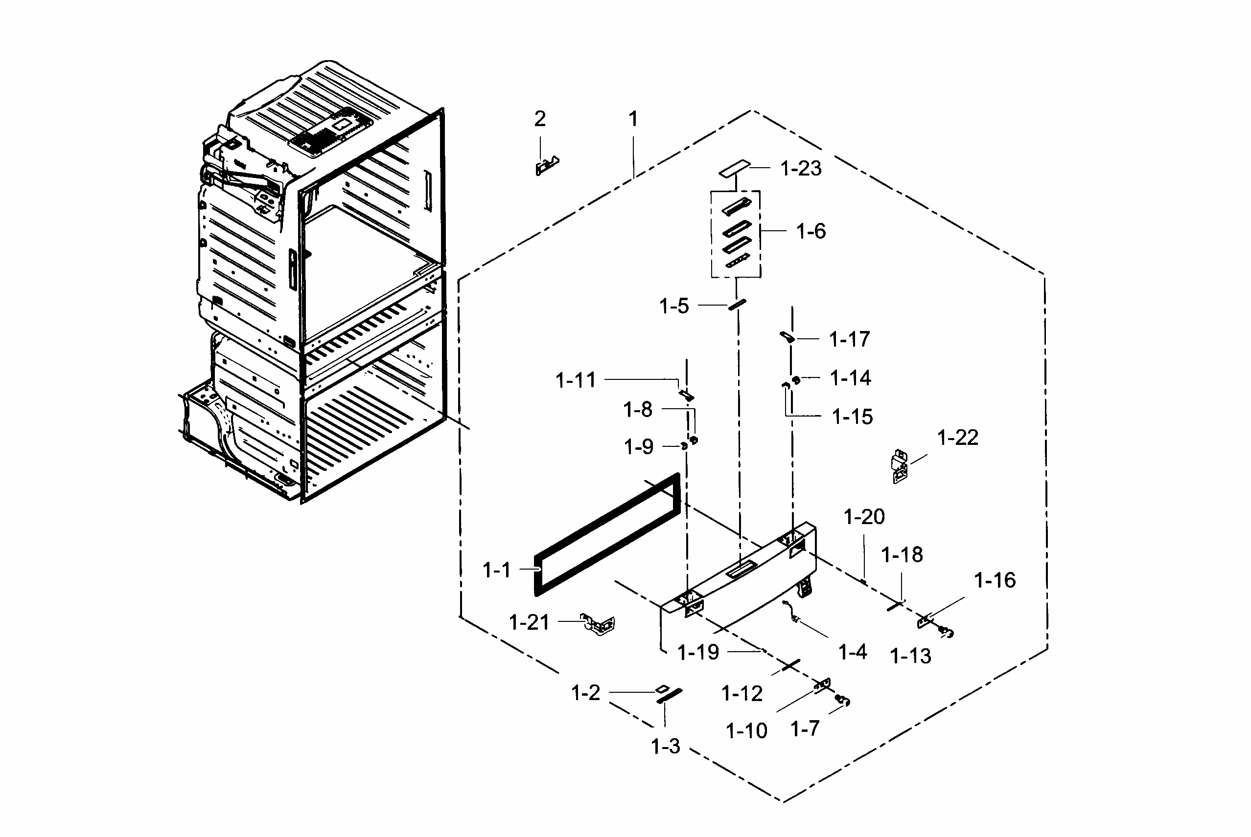 Flexzone Door Diagram and Parts List for RF28HMEDBWW AA-0001 Samsung Refrigerator