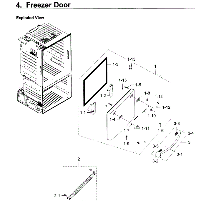 Freezer Door Diagram and Parts List for RF28HDEDPBC AA-06 Samsung Refrigerator