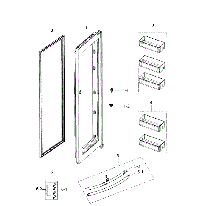 Door-Ref Inner Diagram and Parts List for RH25H5611SG AA-00 Samsung Refrigerator